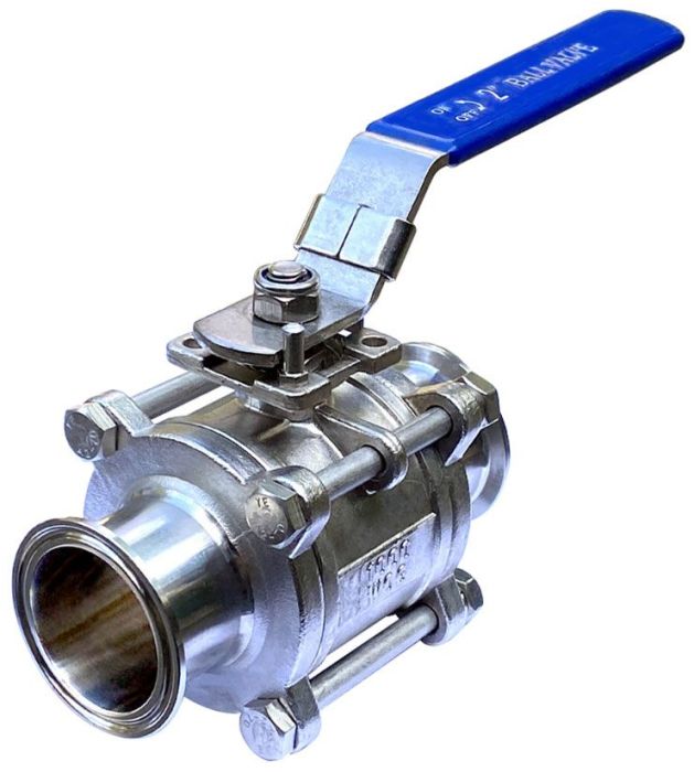 Ai 304 SST 2" Sanitary Tri-Clamp with On/Off Ball Valve & Lock