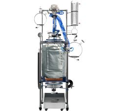 Single or dual-jacketed glass reactor system with 100 liter capacity from Across International