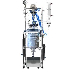 Single or dual-jacketed glass reactor system with 10 liter capacity from Across International