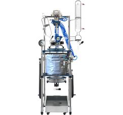 Single or dual-jacketed glass reactor system with 20 liter capacity from Across International