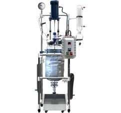 10 liter, single or dual-jacketed glass reactor system with explosion proof motor and controller