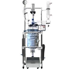 Single or dual-jacketed glass reactor system with 10 liter capacity from Across International