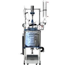 Single or dual-jacketed glass reactor system with 20 liter capacity from Across International