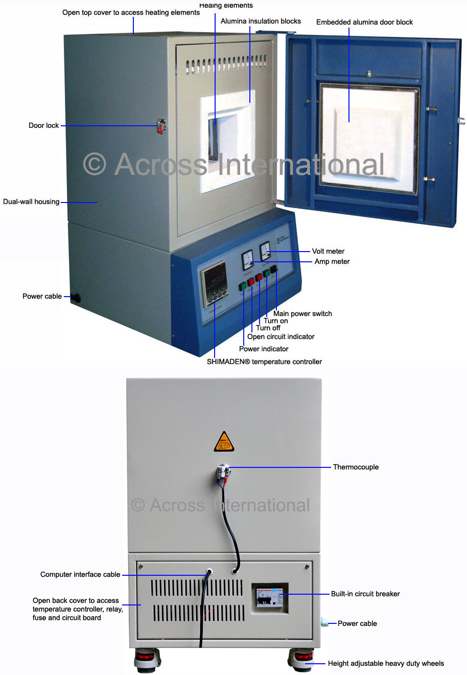 1200°C Muffle Furnace w/ Kanthal (Sweden) Heating Elements